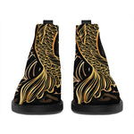 Gold Koi Carp Fish Print Flat Ankle Boots