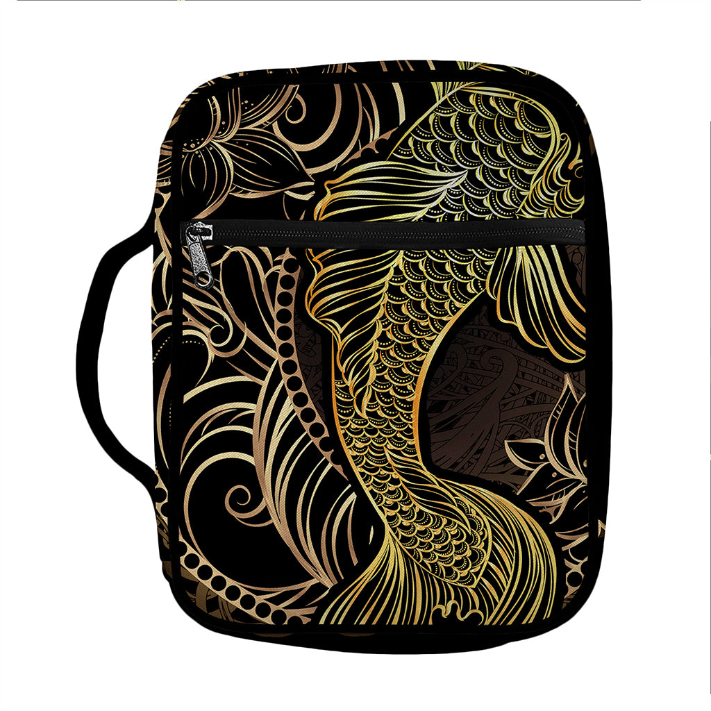 Gold Koi Carp Fish Print Front Pocket Bible Bag