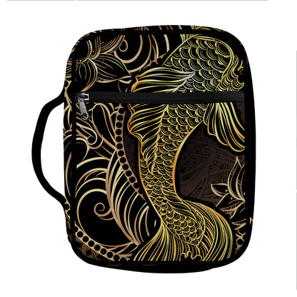 Gold Koi Carp Fish Print Front Pocket Bible Bag