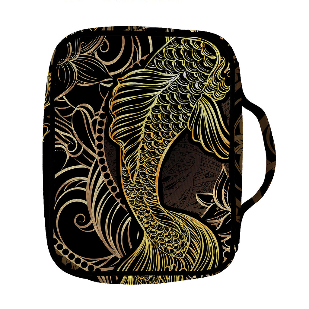 Gold Koi Carp Fish Print Front Pocket Bible Bag