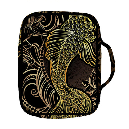 Gold Koi Carp Fish Print Front Pocket Bible Bag