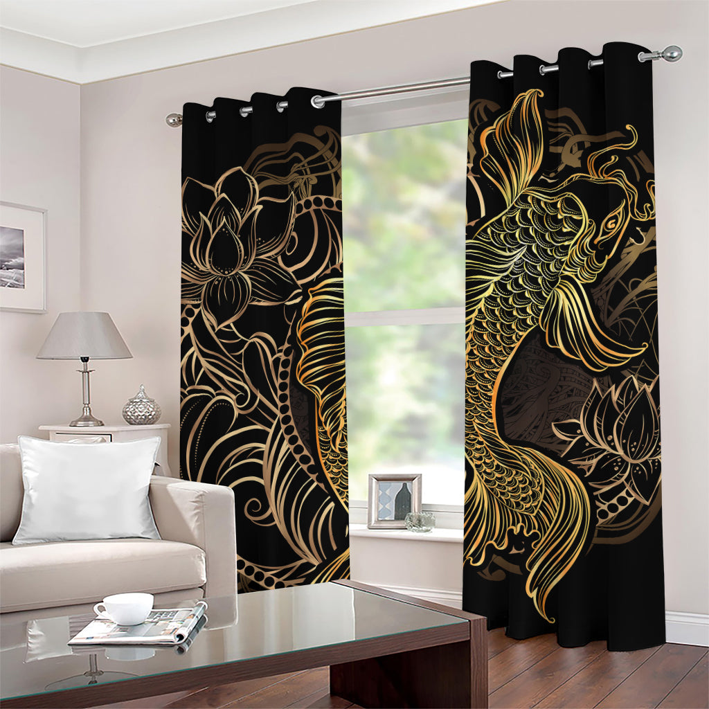 Gold Koi Carp Fish Print Grommet Curtains