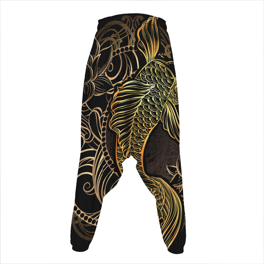 Gold Koi Carp Fish Print Hammer Pants