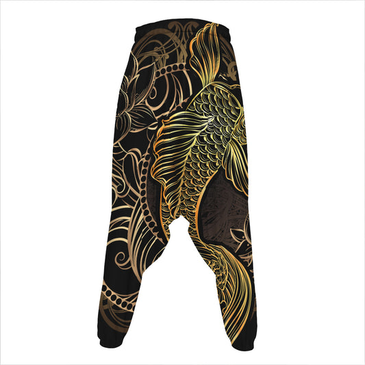 Gold Koi Carp Fish Print Hammer Pants