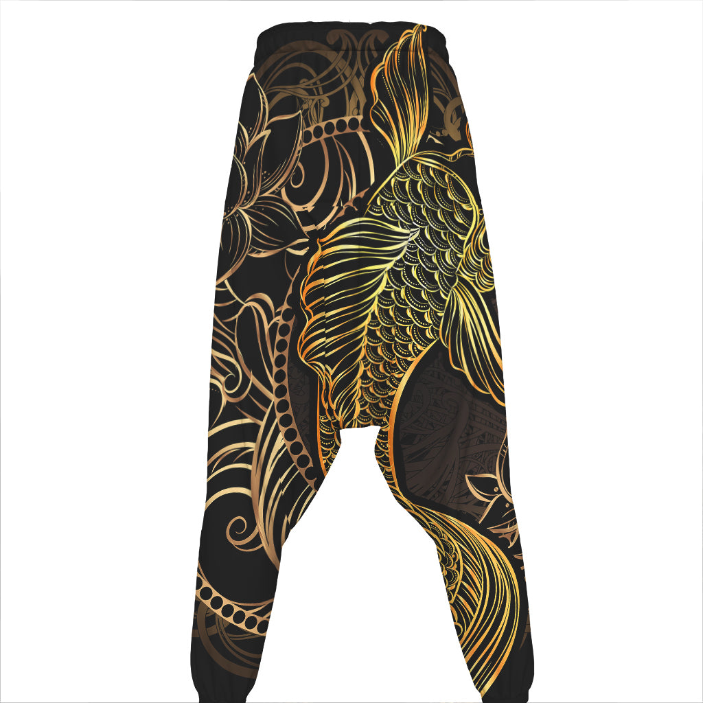 Gold Koi Carp Fish Print Hammer Pants