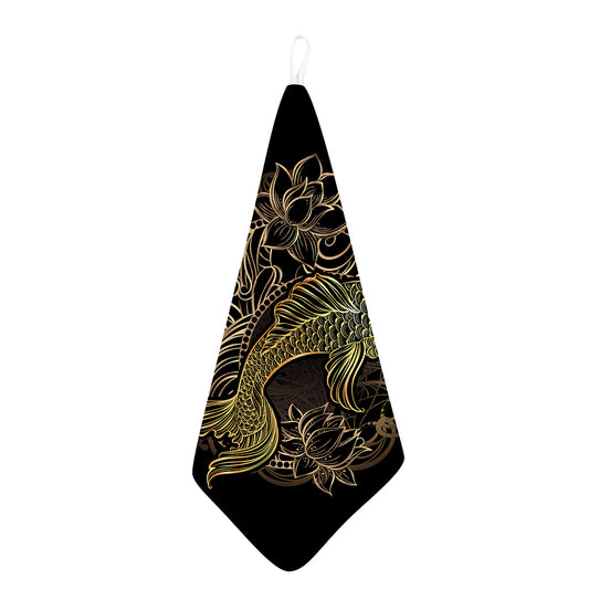 Gold Koi Carp Fish Print Hand Towel