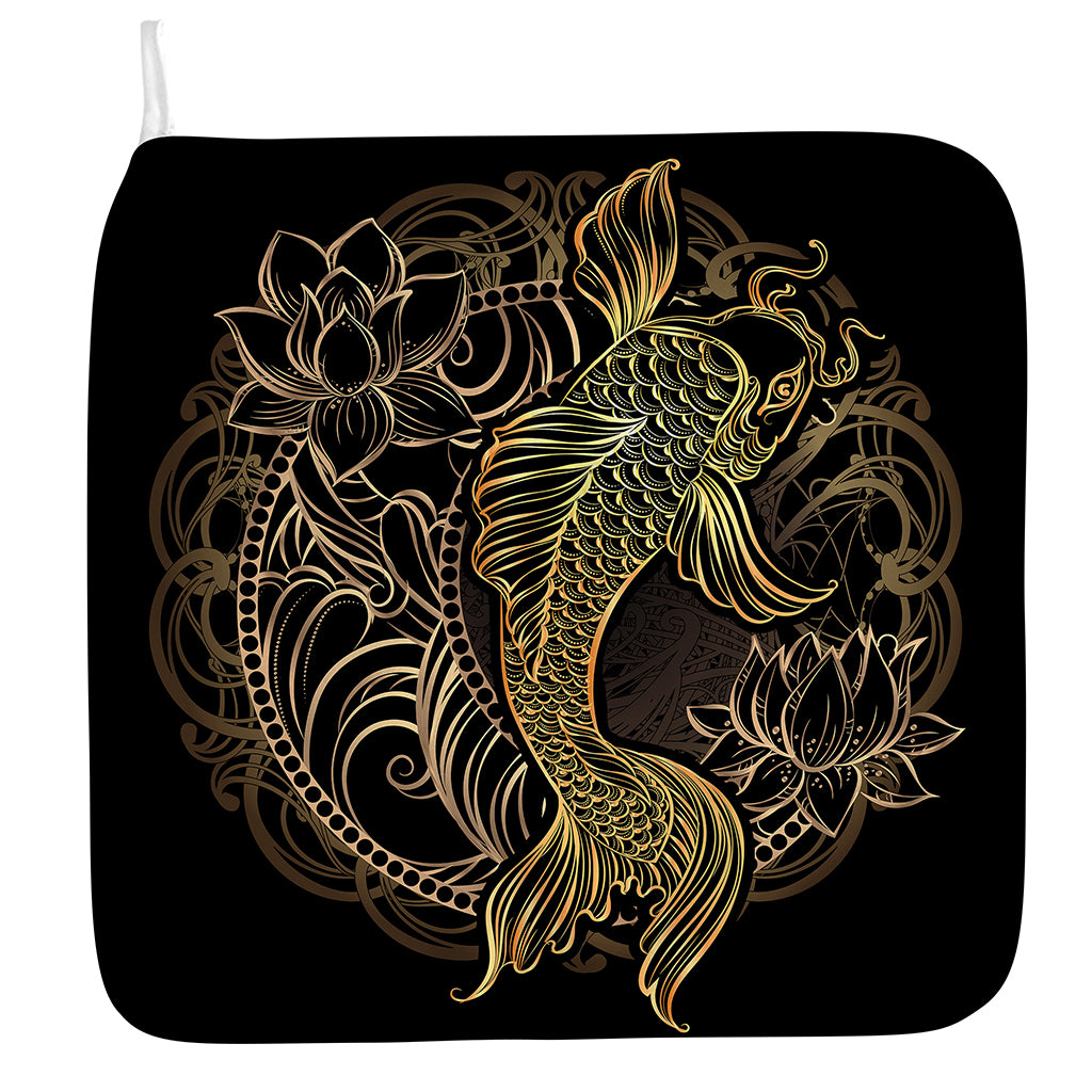 Gold Koi Carp Fish Print Hand Towel