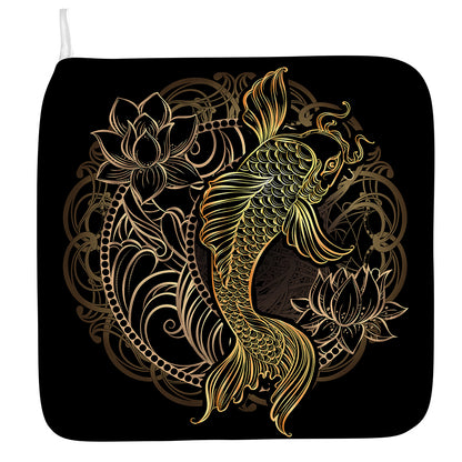 Gold Koi Carp Fish Print Hand Towel