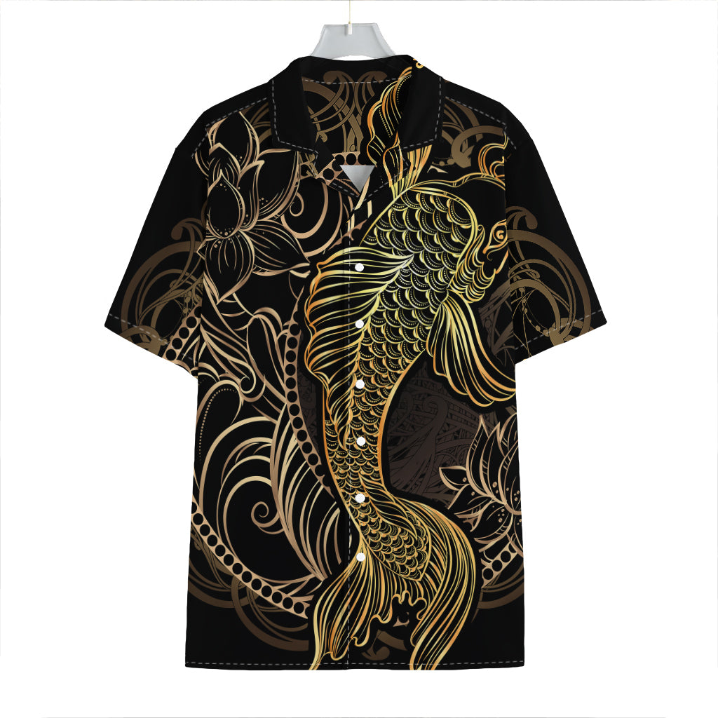 Gold Koi Carp Fish Print Hawaiian Shirt