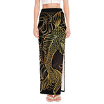 Gold Koi Carp Fish Print High Slit Maxi Skirt
