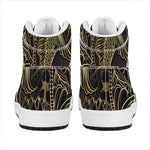 Gold Koi Carp Fish Print High Top Leather Sneakers