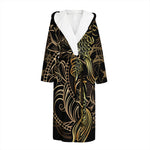 Gold Koi Carp Fish Print Hooded Bathrobe