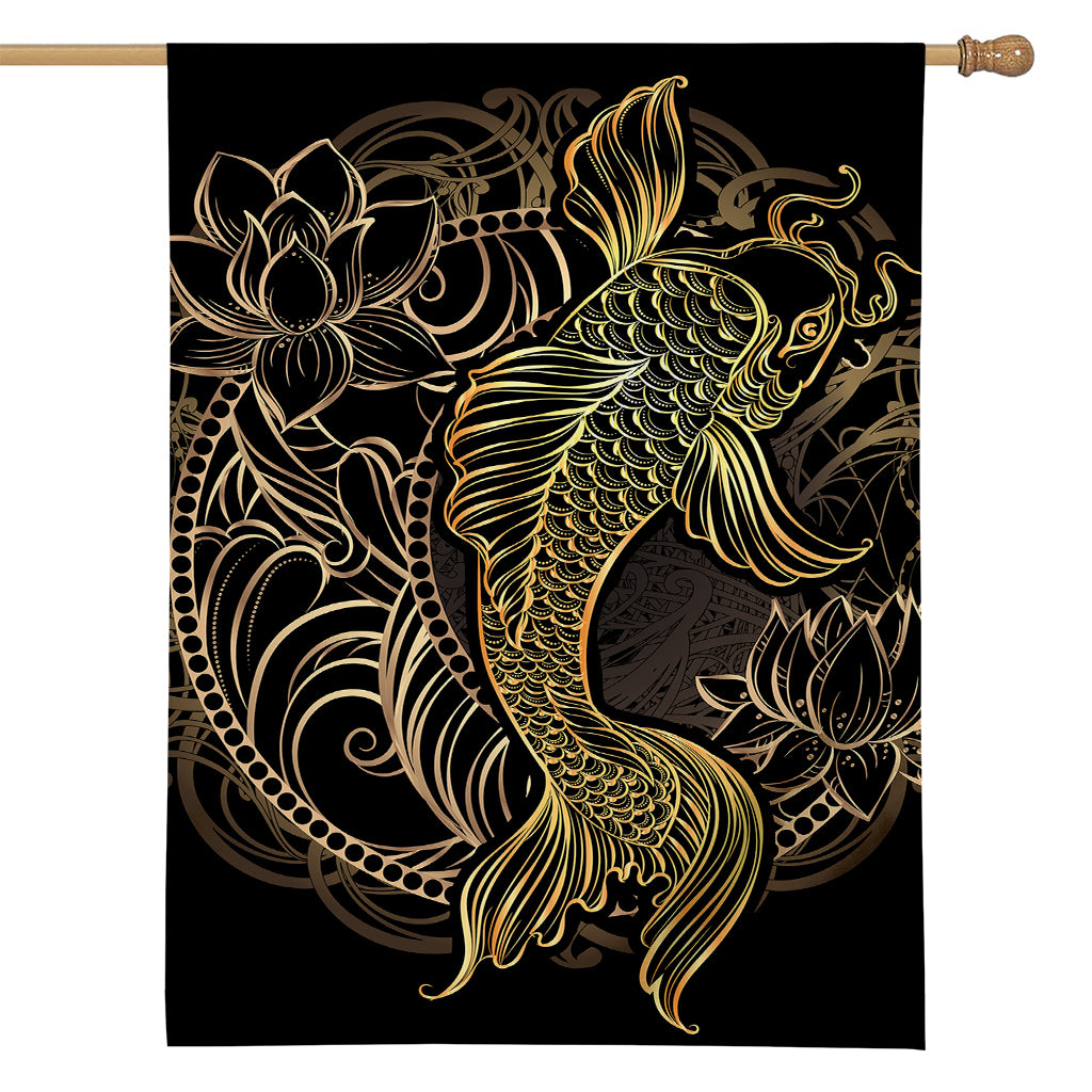 Gold Koi Carp Fish Print House Flag