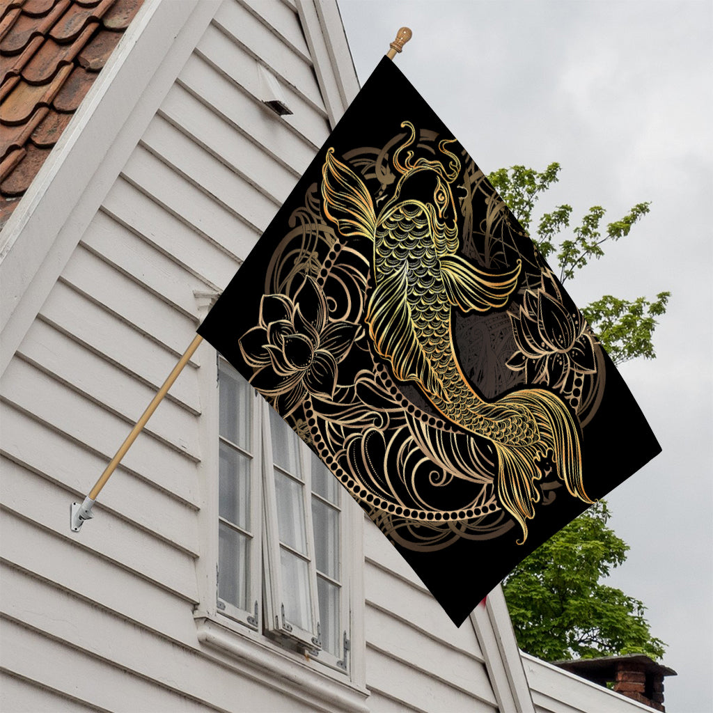 Gold Koi Carp Fish Print House Flag