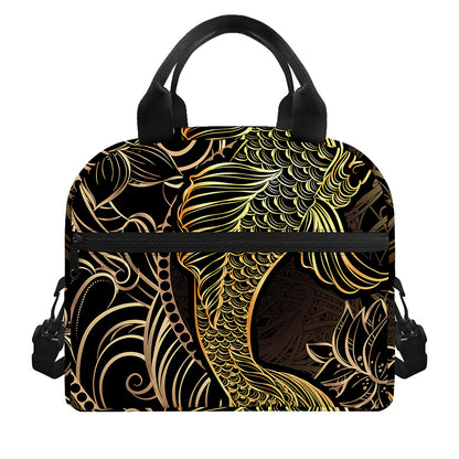 Gold Koi Carp Fish Print Insulated Lunch Bag