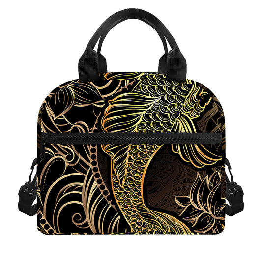 Gold Koi Carp Fish Print Insulated Lunch Bag