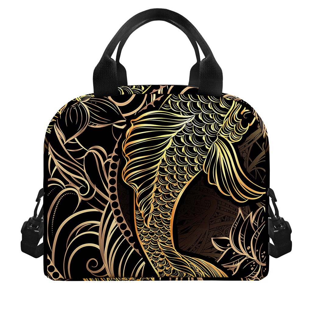 Gold Koi Carp Fish Print Insulated Lunch Bag