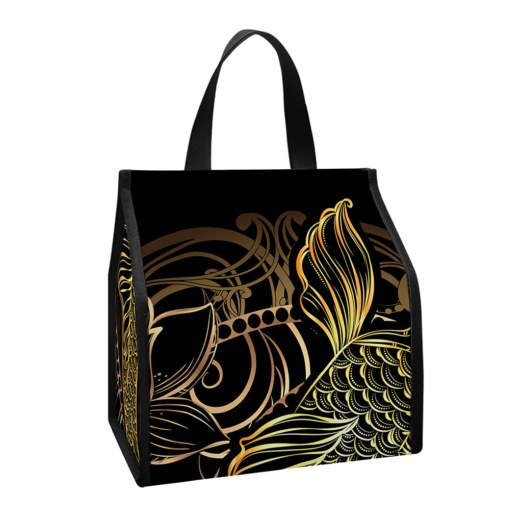Gold Koi Carp Fish Print Insulated Lunch Tote