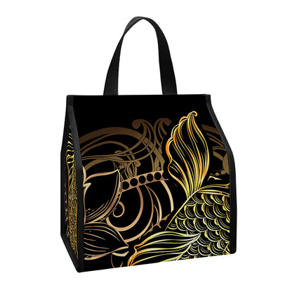 Gold Koi Carp Fish Print Insulated Lunch Tote