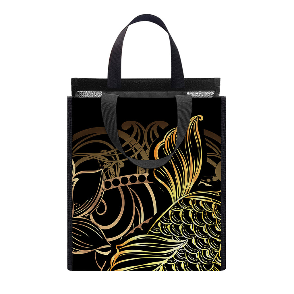 Gold Koi Carp Fish Print Insulated Lunch Tote