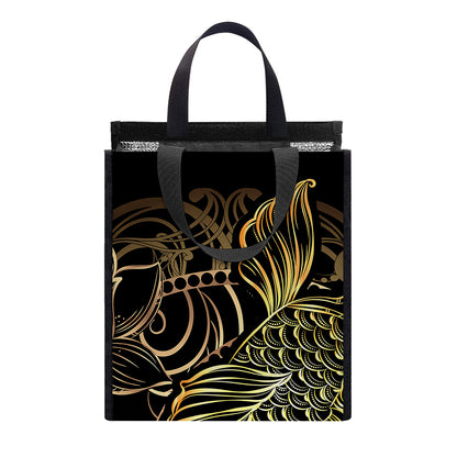 Gold Koi Carp Fish Print Insulated Lunch Tote