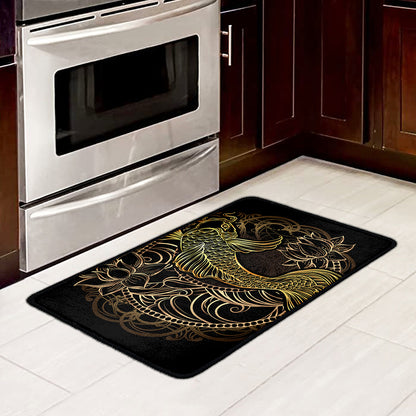 Gold Koi Carp Fish Print Kitchen Mat