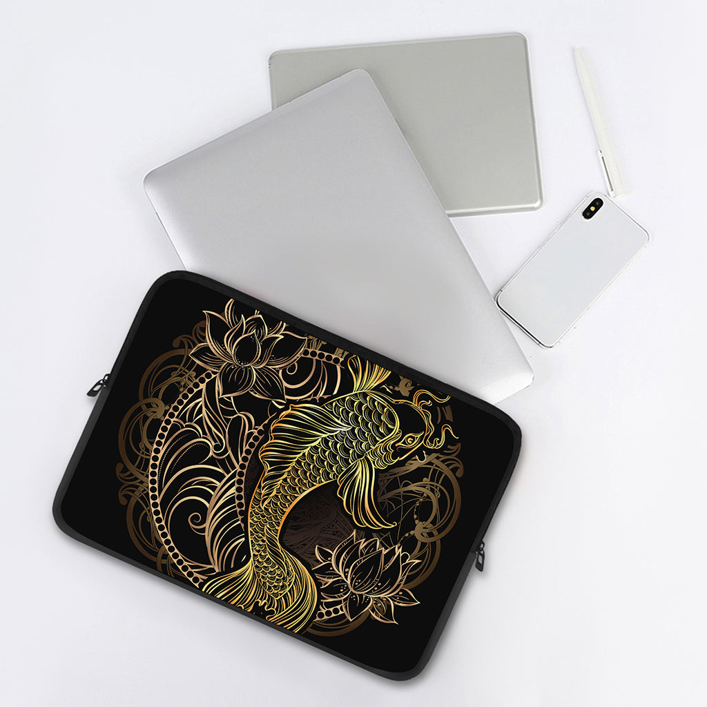 Gold Koi Carp Fish Print Laptop Sleeve