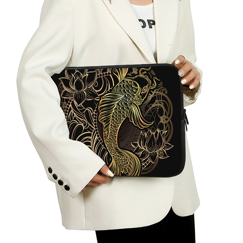 Gold Koi Carp Fish Print Laptop Sleeve