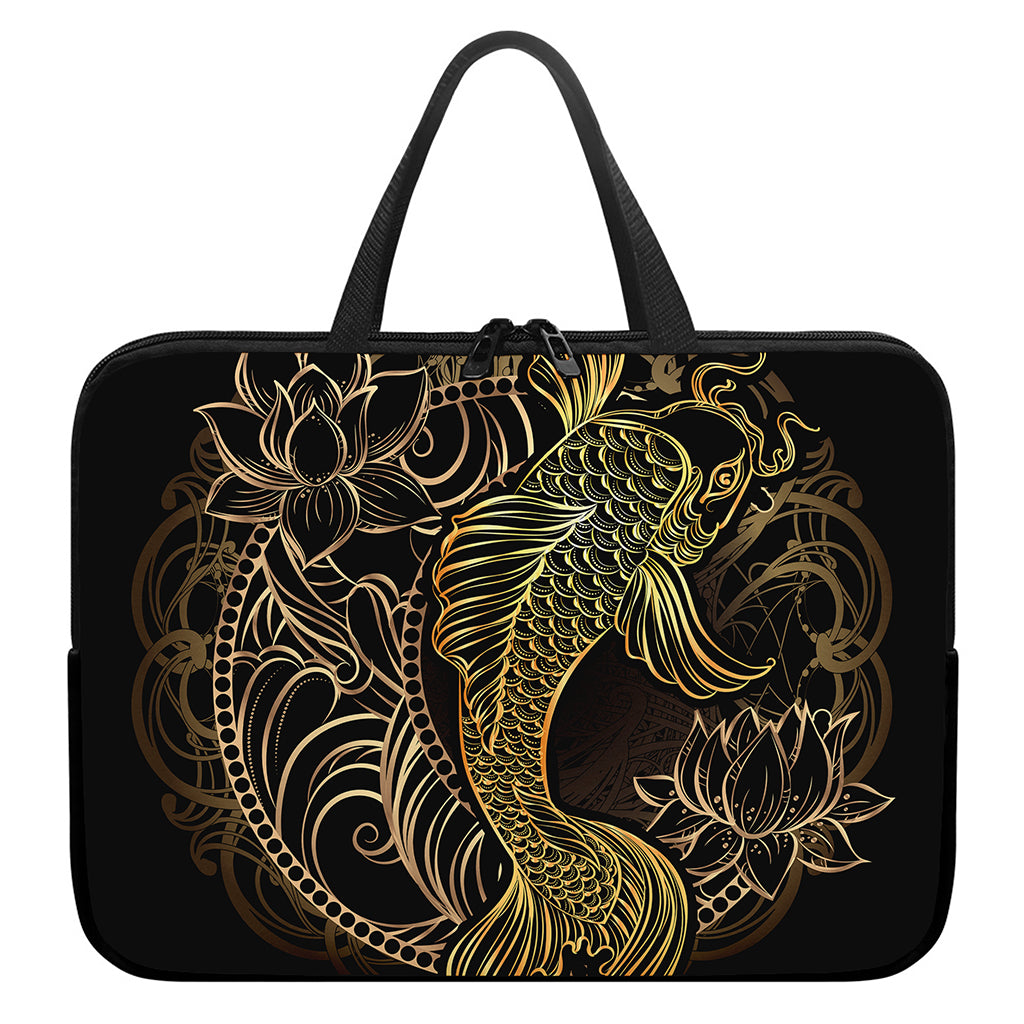 Gold Koi Carp Fish Print Laptop Sleeve With Handle
