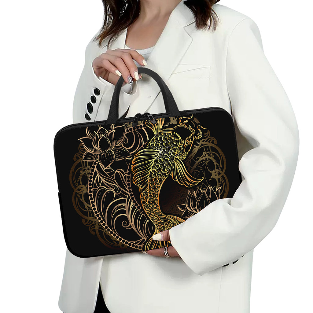 Gold Koi Carp Fish Print Laptop Sleeve With Handle
