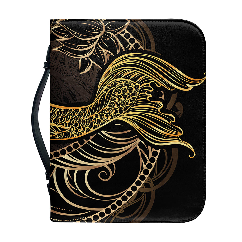 Gold Koi Carp Fish Print Leather Bible Cover