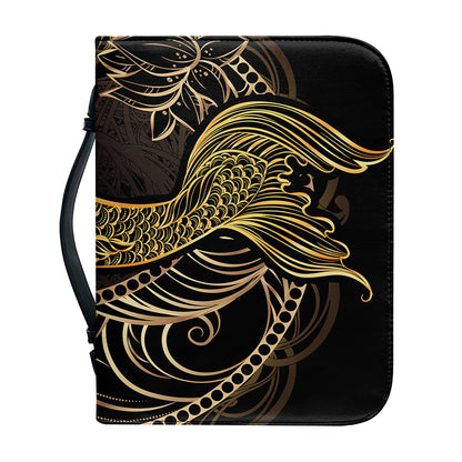 Gold Koi Carp Fish Print Leather Bible Cover