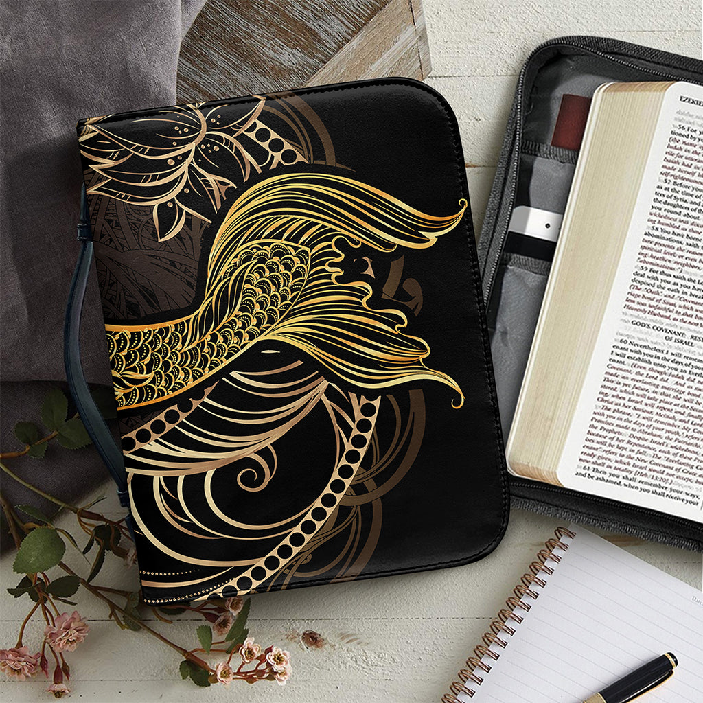 Gold Koi Carp Fish Print Leather Bible Cover