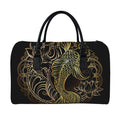 Gold Koi Carp Fish Print Leather Duffel Bag