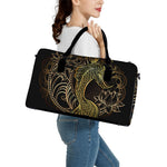 Gold Koi Carp Fish Print Leather Duffle Bag