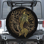 Gold Koi Carp Fish Print Leather Spare Tire Cover