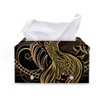 Gold Koi Carp Fish Print Leather Tissue Box Cover