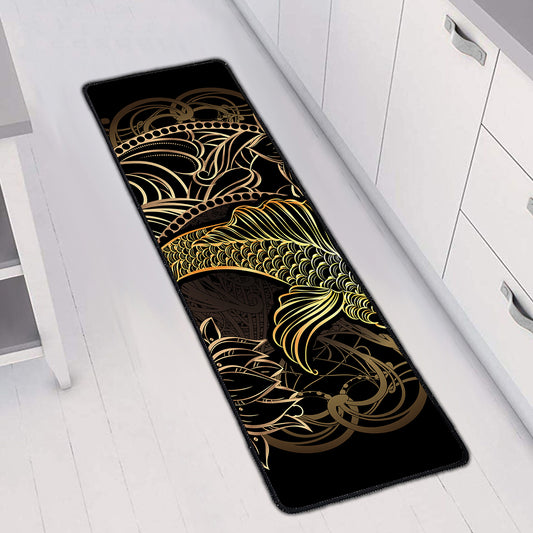 Gold Koi Carp Fish Print Long Kitchen Mat