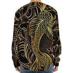 Gold Koi Carp Fish Print Long Sleeve Baseball Jersey