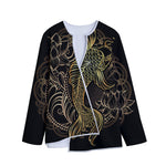 Gold Koi Carp Fish Print Long Sleeve Short Coat