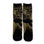 Gold Koi Carp Fish Print Long Socks