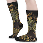 Gold Koi Carp Fish Print Long Socks