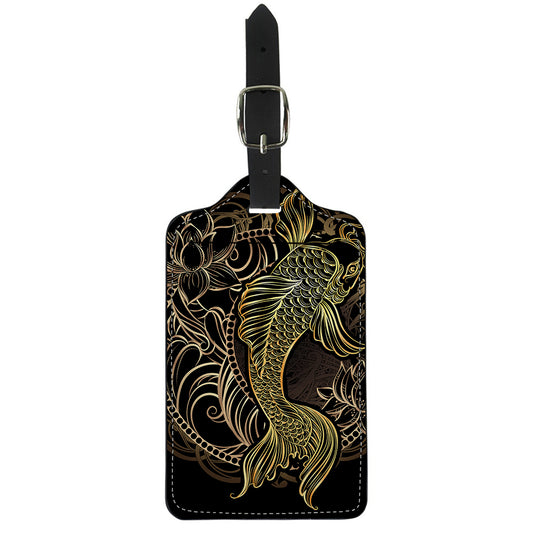 Gold Koi Carp Fish Print Luggage Tag