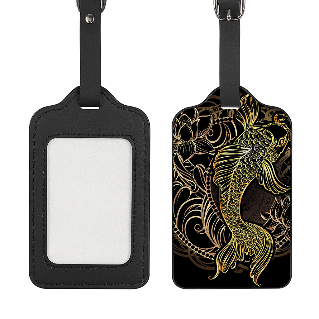 Gold Koi Carp Fish Print Luggage Tag