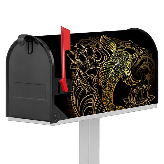 Gold Koi Carp Fish Print Mailbox Cover