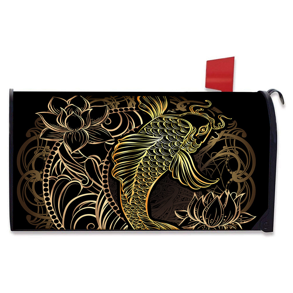 Gold Koi Carp Fish Print Mailbox Cover