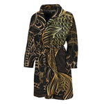 Gold Koi Carp Fish Print Men's Bathrobe