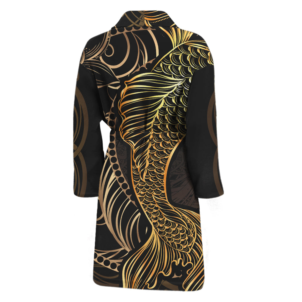 Gold Koi Carp Fish Print Men's Bathrobe