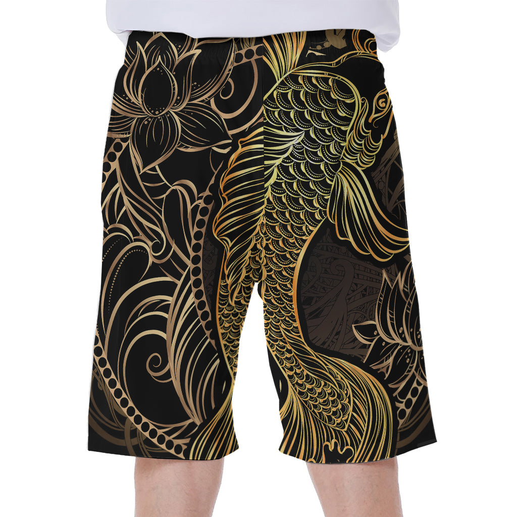 Gold Koi Carp Fish Print Men's Beach Shorts