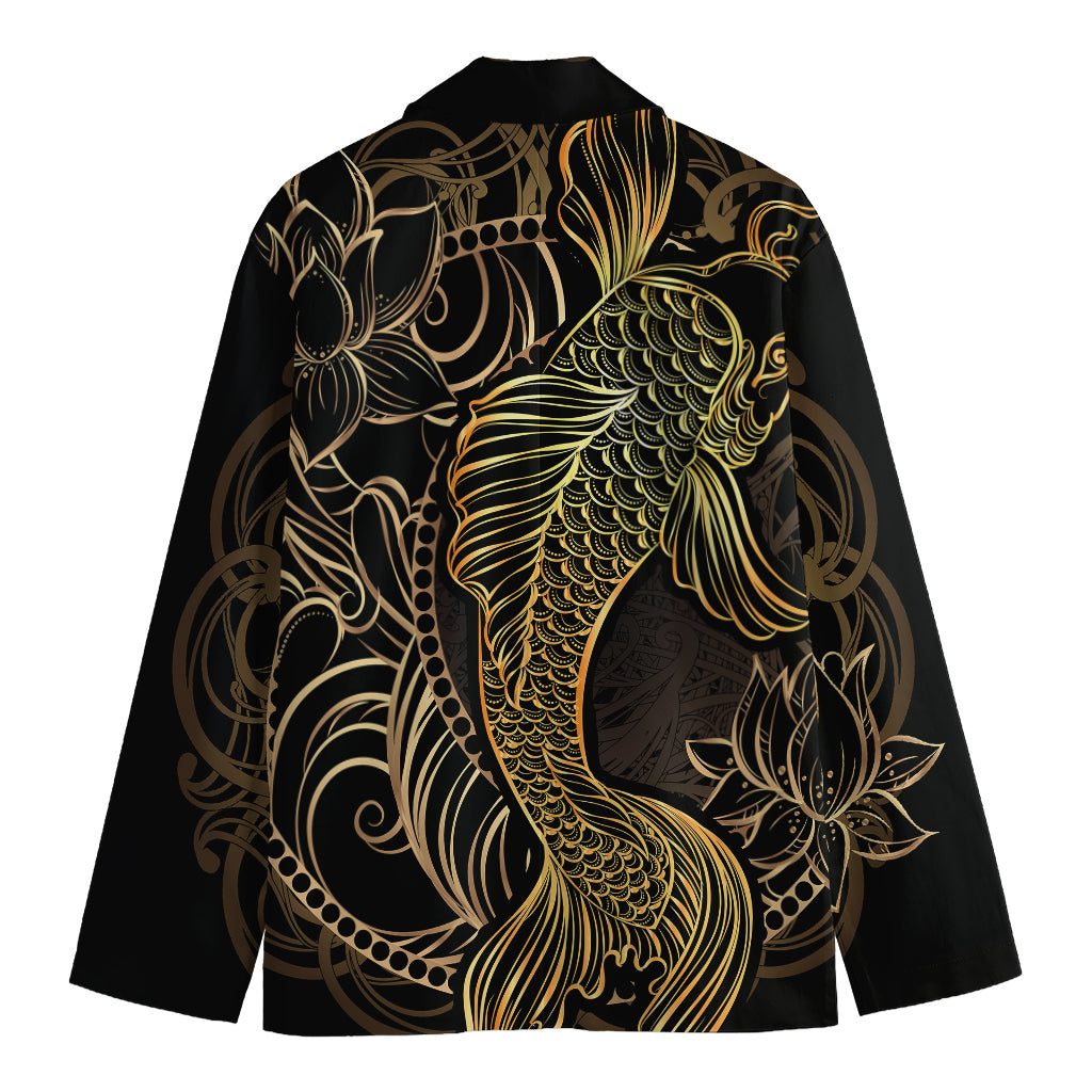 Gold Koi Carp Fish Print Men's Blazer